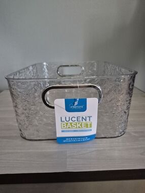 Set Of 3-Interiors Lucent Clear Storage Basket with Chrome Handles